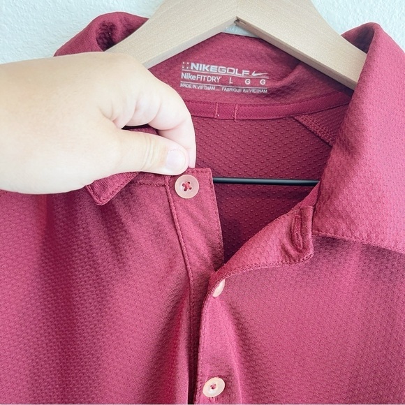 Nike Mens Polo Size large Dri Fit Golf Short Sleeves Maroon Collared - Picture 3 of 8